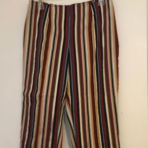vintage vertical striped capri pants, red, black, blue, yellow